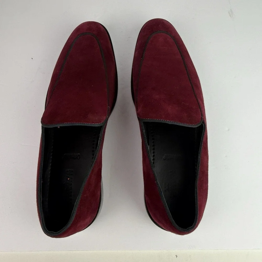 Anthony Veer Loafer‎ Burgundy Suede Velvet Men's S 11 Festive Formal Dress Shoes